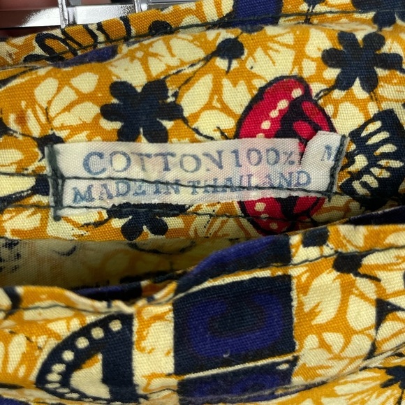 Vintage 100% Cotton Yellow African Egyptian Traditional Printed Wrap Skirt - Picture 8 of 8